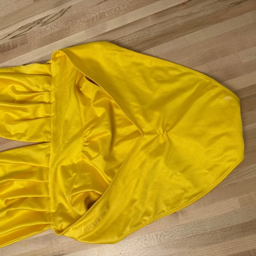 Milk the Goat Yellow Plunge Halter One Piece Swimsuit Slinky‎ Sexy-Medium